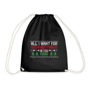tout ce que je veux pour Noël, c’est de la nourriture - Sac de sport léger - noir - Devant