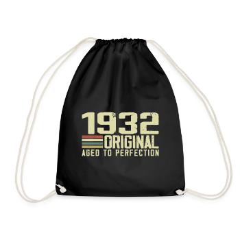 Jahrgang 1932 - Jahrgang 1932 - 92. Retro-Geburtstag - Turnbeutel - Schwarz - Vorne
