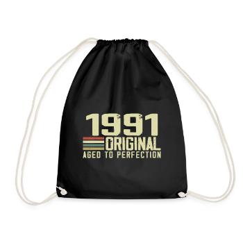 Né en 1991 - Vintage 1991 - 33e Anniversaire Rétro - Sac de sport léger - noir - Devant