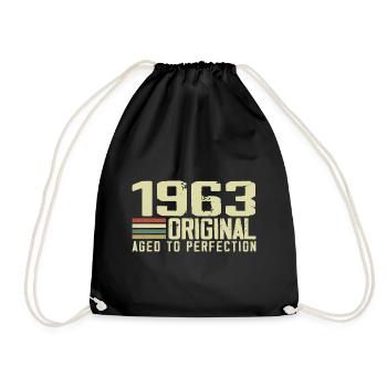 Jahrgang 1963 - Jahrgang 1963 - 61. Retro-Geburtstag - Turnbeutel - Schwarz - Vorne