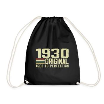 Born in 1930 - Vintage 1930's - 94th Retro Birthday - Drawstring Bag - black - Front