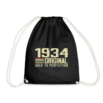 Né en 1934 - Vintage 1934 - 90e Anniversaire Rétro - Sac de sport léger - noir - Devant
