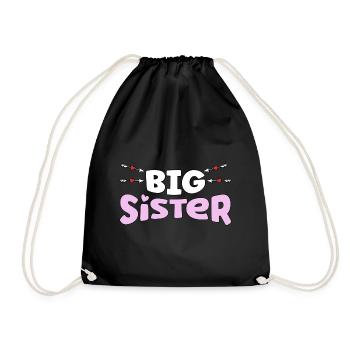 Big Sister - große Schwester - Drawstring Bag - black - Front