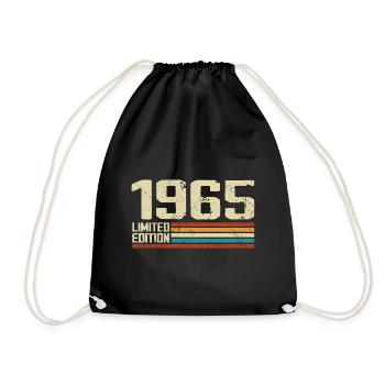 Vintage 1965 Retro Birthday - Born in 1965 - Drawstring Bag - black - Front