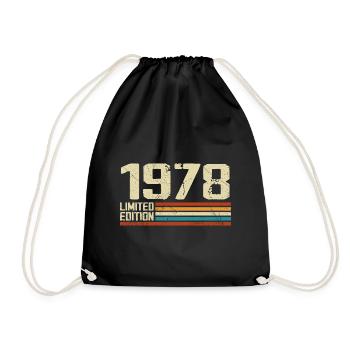 Jahrgang 1978 Retro Geburtstag - Jahrgang 1978 - Turnbeutel - Schwarz - Vorne