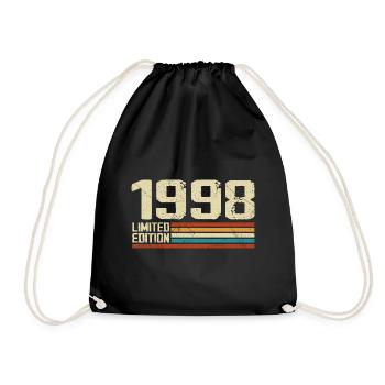 Vintage 1998 Retro Birthday - Born in 1998 - Drawstring Bag - black - Front