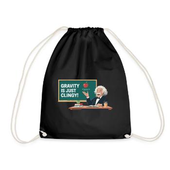 Fun physics design – Gravity is just clingy - Drawstring Bag - black - Front