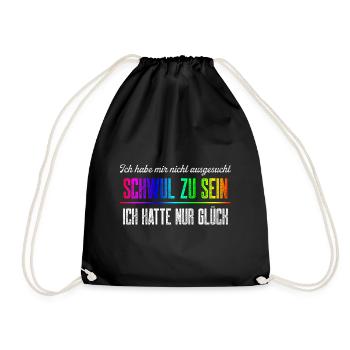 Glück Schwul zu sein / CSD Gay pride Design - Turnbeutel - Schwarz - Vorne