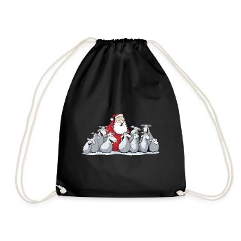 Singernder Weihnachtsmann mit Schafen - Turnbeutel - Schwarz - Vorne