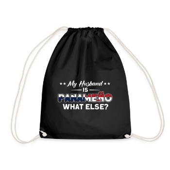 My husband is Panameno Panama souvenir - Drawstring Bag - black - Front