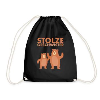 Stolze Geschwister 2024 Bär Bruder Schwester - Turnbeutel - Schwarz - Vorne