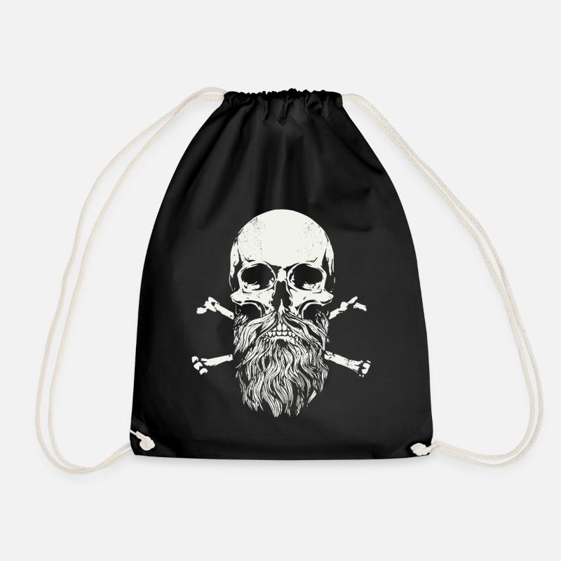 Bärtiger Schädel - Skull - Turnbeutel - Schwarz