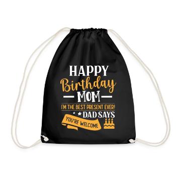 Design Happy birthday mom - Drawstring Bag - black - Front