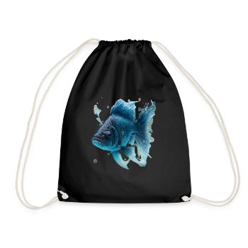 Realistischer Fisch aus Wasser - Turnbeutel - Schwarz - Vorne