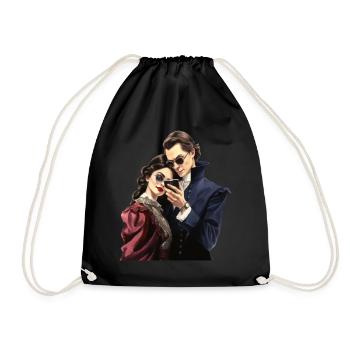Couple vintage prenant un selfie - Sac de sport léger - noir - Devant