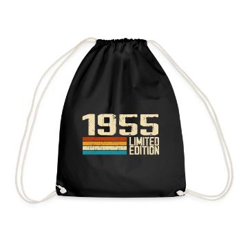 Born In 1955 - Vintage 1955 Retro Birthday - Drawstring Bag - black - Front