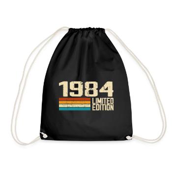 Born in 1984 - Vintage 1984 Retro Anniversary - Drawstring Bag - black - Front