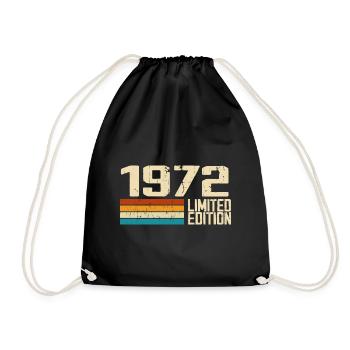 Born In 1972 - Vintage 1972 Retro Birthday - Drawstring Bag - black - Front