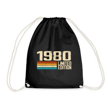 Né en 1980 - Vintage 1980 Anniversaire Rétro - Sac de sport léger - noir - Devant