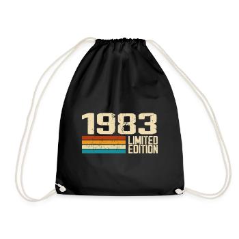 Né en 1983 - Vintage 1983 Anniversaire Rétro - Sac de sport léger - noir - Devant