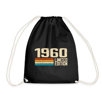 Born in 1960 - Vintage 1960 Retro Birthday - Drawstring Bag - black - Front