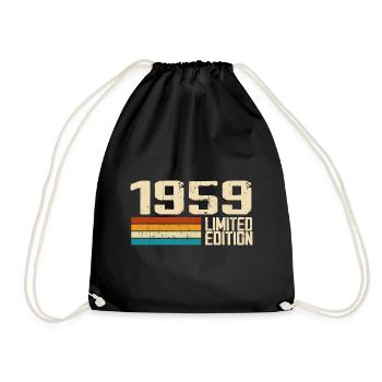 Jahrgang 1959 - Jahrgang 1959 Retro Geburtstag - Turnbeutel - Schwarz - Vorne
