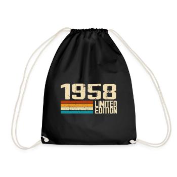 Né en 1958 - Vintage 1958 Anniversaire Rétro - Sac de sport léger - noir - Devant