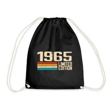 Born in 1965 - Vintage 1965 Retro Anniversary - Drawstring Bag - black - Front