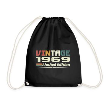 Vintage 1969 Gift 1969 Birthday 1969 Retro - Drawstring Bag - black - Front