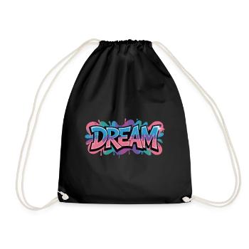 DREAM graffiti design full of color and motivation - Drawstring Bag - black - Front