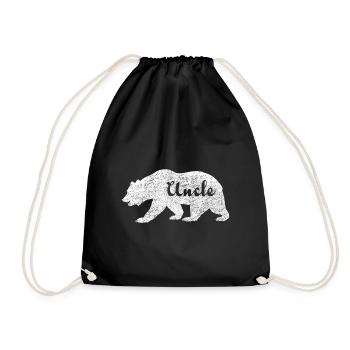 Uncle Bear. Gifts for uncles. Camping. Wildlife. - Drawstring Bag - black - Front