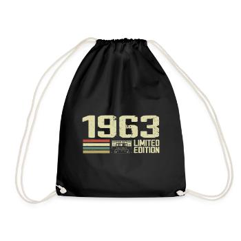 Jahrgang 1963 - Jahrgang 1963 - 61. Retro-Geburtstag - Turnbeutel - Schwarz - Vorne