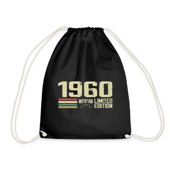 Né en 1960 - Vintage 1960 - 64e Anniversaire Rétro - Sac de sport léger - noir - Devant