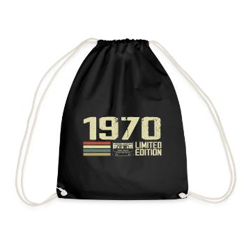 Jahrgang 1970 - Jahrgang 1970 - 54-jähriges Retro-Jubiläum - Turnbeutel - Schwarz - Vorne