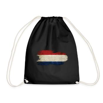Netherlands - National Flag, Brush Effect - Drawstring Bag - black - Front