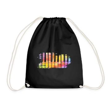 Colorfol Piano Art Music Keys Keyboard - Drawstring Bag - black - Front