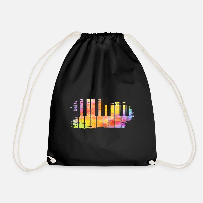 Colorfol Klavier Kunst Musik Tasten Keyboard - Turnbeutel - Schwarz