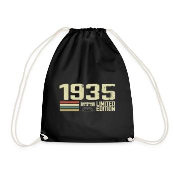 Né en 1935 - Vintage 1935 - 89e Anniversaire Rétro - Sac de sport léger - noir - Devant
