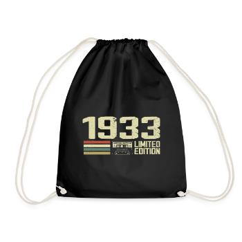 Born in 1933 - Vintage 1933 - 91st Retro Birthday - Drawstring Bag - black - Front