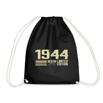 Jahrgang 1944 - Jahrgang 1944 - 80-jähriges Jubiläum Retro - Turnbeutel - Schwarz - Vorne