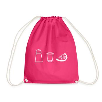 Tequila Salt Lemon Alcohol Gift Shot Party - Drawstring Bag - fuchsia - Front