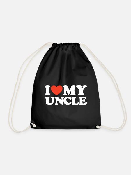 I love my uncle Herz Shirt - Turnbeutel - Schwarz