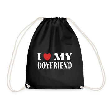 I love my boyfriend - Drawstring Bag - black - Front