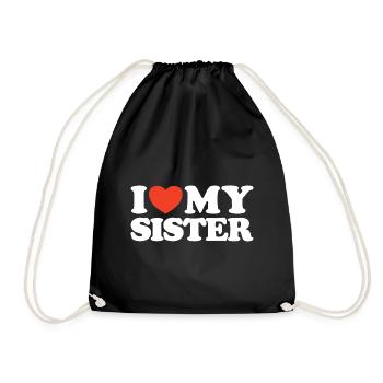 J’aime ma chemise coeur de sœur - Sac de sport léger - noir - Devant