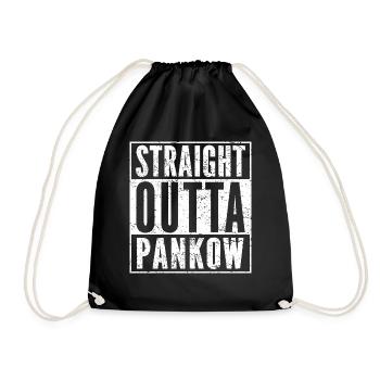 STRAIGHT OUTTA PANKOW lustiges Berlin Shirt - Turnbeutel - Schwarz - Vorne