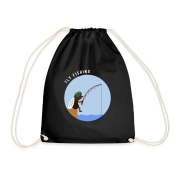 Funny fly fishing, fly fishing, anglers gift - Drawstring Bag - black - Front