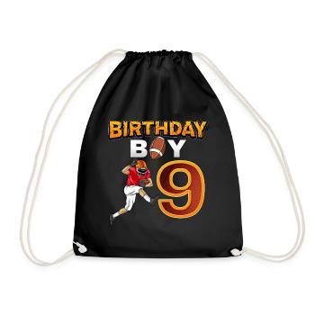 Birthday Boy 9 American Footbal Gift - Turnbeutel - Schwarz - Vorne