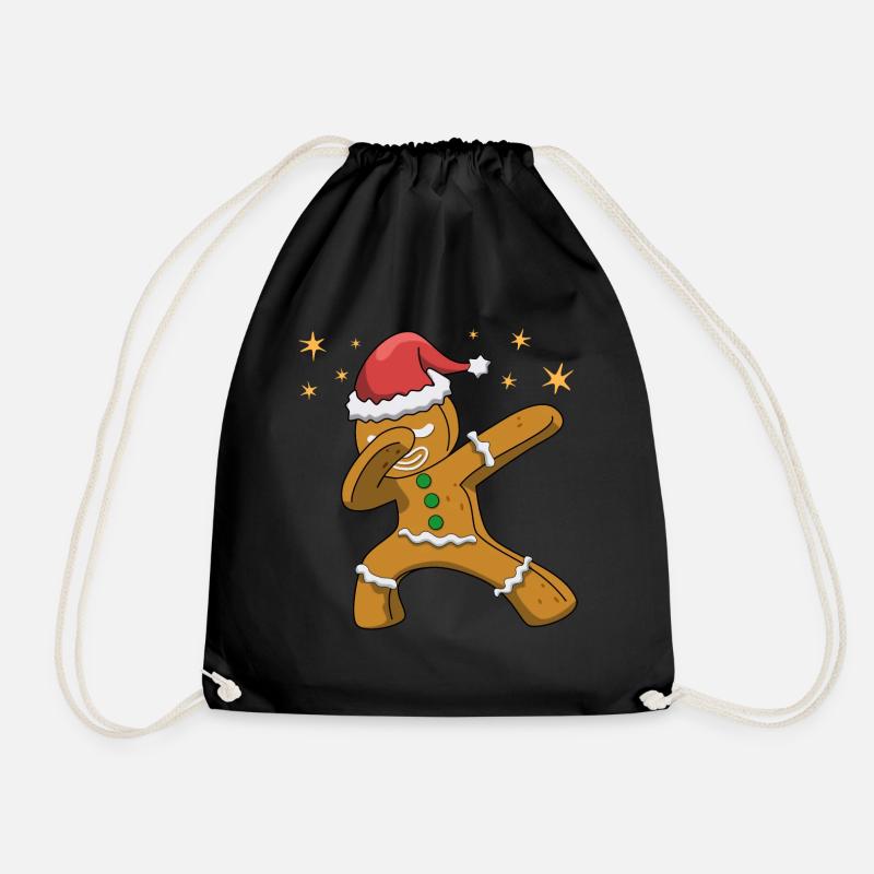 Weihnachten - Dabbing Lebkuchenmann Kinder - Turnbeutel - Schwarz