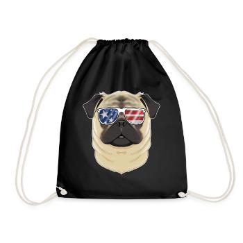 Pug USA Sunglasses I American Flag Pug - Drawstring Bag - black - Front
