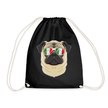 Pug Italy Sunglasses I Italian Flag - Drawstring Bag - black - Front